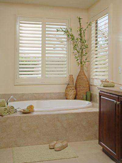 Normandy® Shutter with Invisible Tilt in Master Bathroom