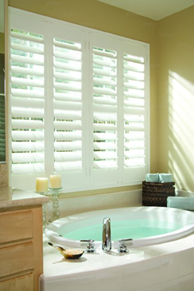 Woodlore™ Shutter with Invisible Tilt in Master Bathroom