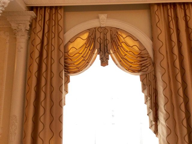 Drapery Panels, Swags & Jabots in Grand Ballroom of Country Club - SIngle Window