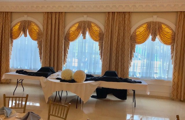 Drapery Panels, Swags & Jabots in Grand Ballroom of Country Club