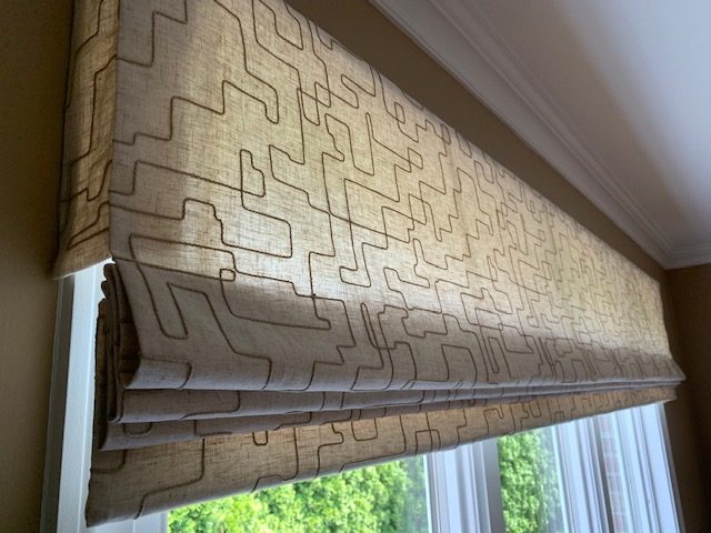 Flat Roman Shade with Pleating on the Bottom in Home Office