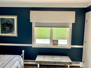 Straight Cornice in Guest Room over Norman Cordless Room Darkening Cellular Shades