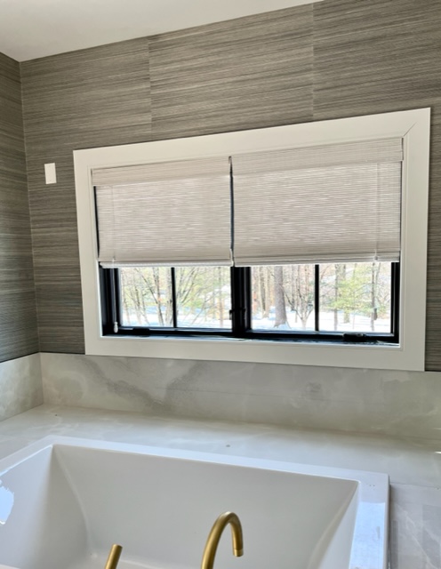 Alta Woven Wood Shades in Contemporary Master Bathroom
