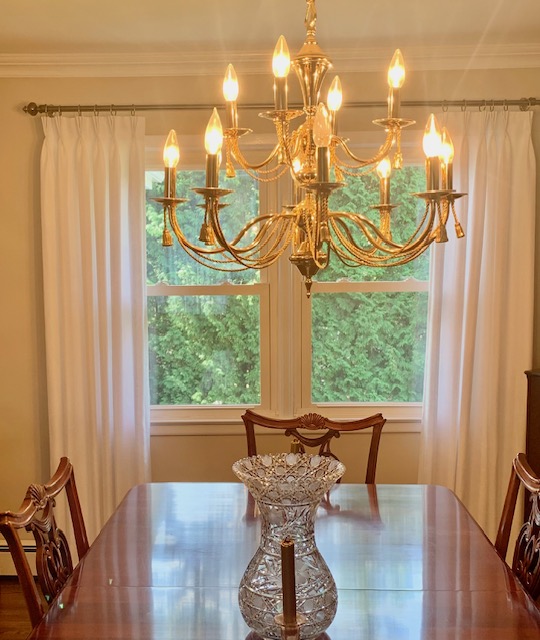 Linen Pinch Pleat Drapes in Dining Room